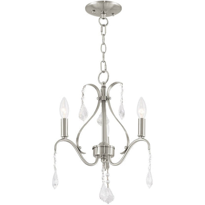 Nickel Three Light Metal Dimmable Chandelier With Shades HomeRoots
