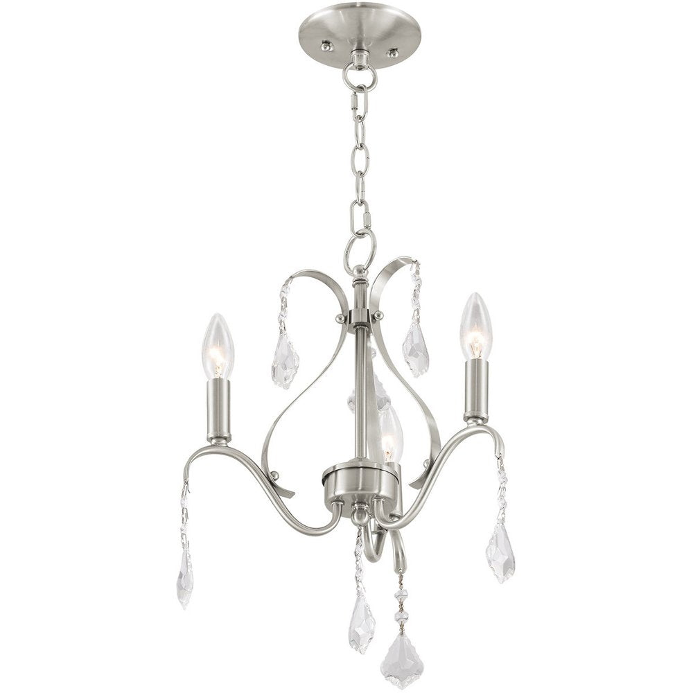 Nickel Three Light Metal Dimmable Chandelier With Shades HomeRoots