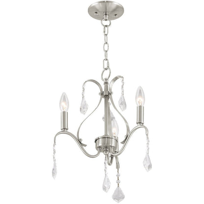 Nickel Three Light Metal Dimmable Chandelier With Shades HomeRoots