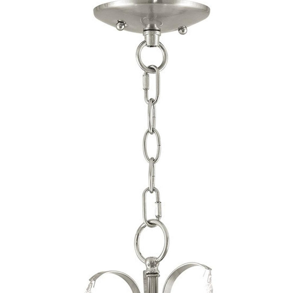 Nickel Three Light Metal Dimmable Chandelier With Shades HomeRoots