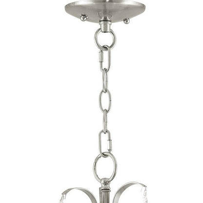 Nickel Three Light Metal Dimmable Chandelier With Shades HomeRoots