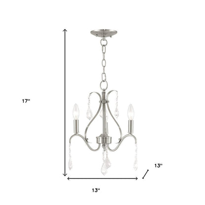 Nickel Three Light Metal Dimmable Chandelier With Shades HomeRoots