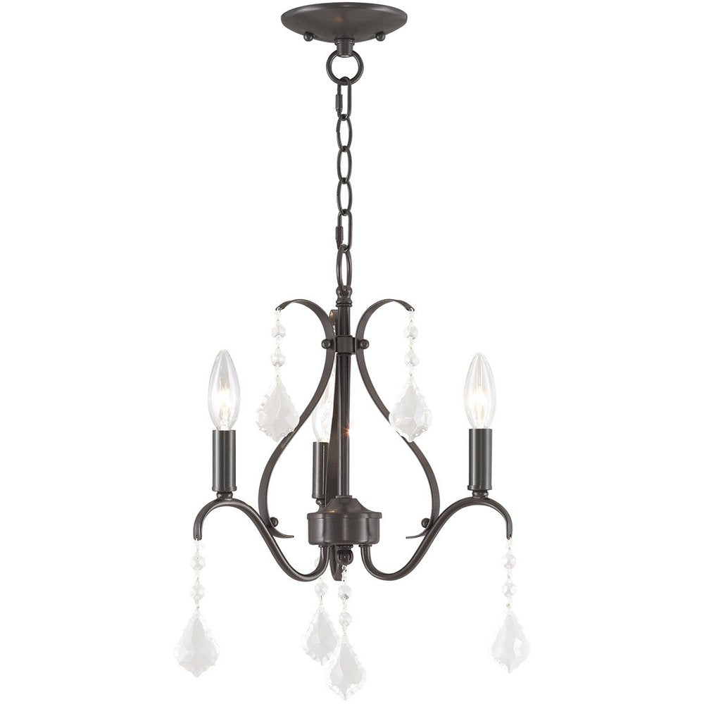 Bronze Three Light Metal Dimmable Chandelier With Shades HomeRoots