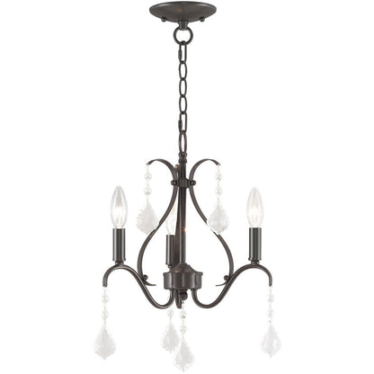 Bronze Three Light Metal Dimmable Chandelier With Shades HomeRoots