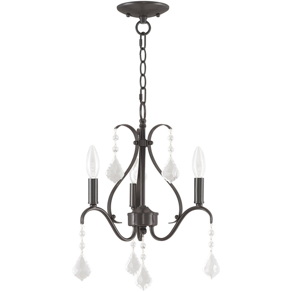 Bronze Three Light Metal Dimmable Chandelier With Shades HomeRoots
