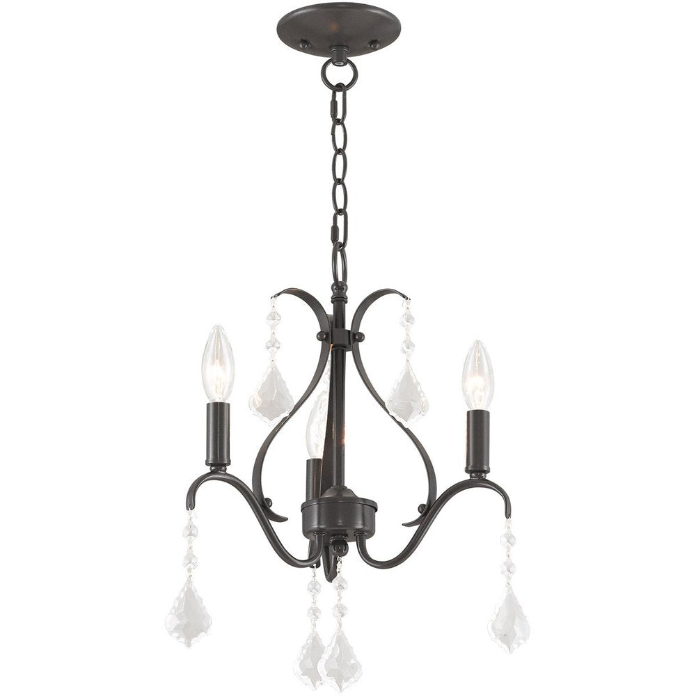 Bronze Three Light Metal Dimmable Chandelier With Shades HomeRoots