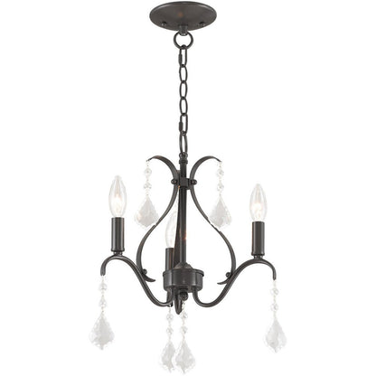 Bronze Three Light Metal Dimmable Chandelier With Shades HomeRoots