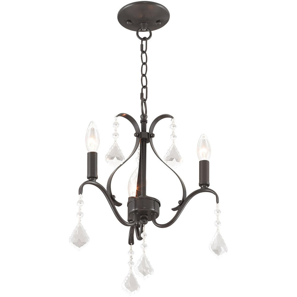 Bronze Three Light Metal Dimmable Chandelier With Shades HomeRoots