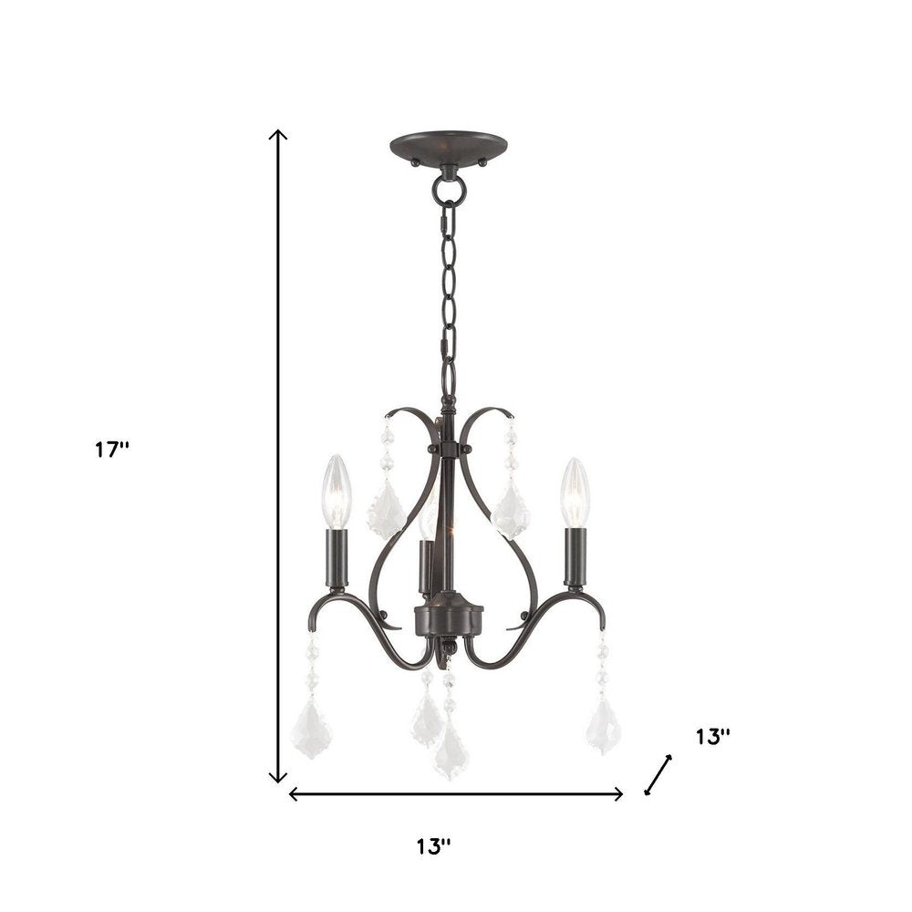 Bronze Three Light Metal Dimmable Chandelier With Shades HomeRoots