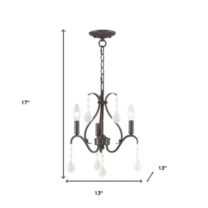 Bronze Three Light Metal Dimmable Chandelier With Shades HomeRoots