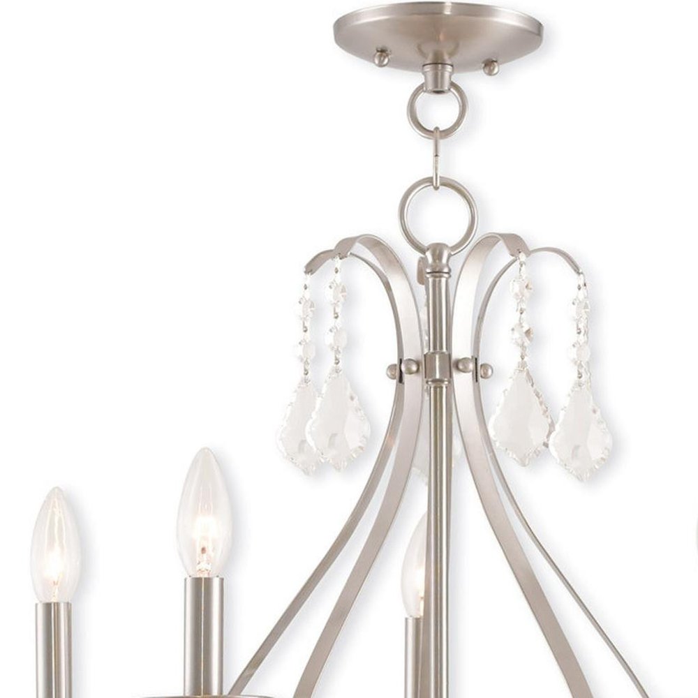 Nickel Five Light Metal Dimmable Chandelier With Shades HomeRoots
