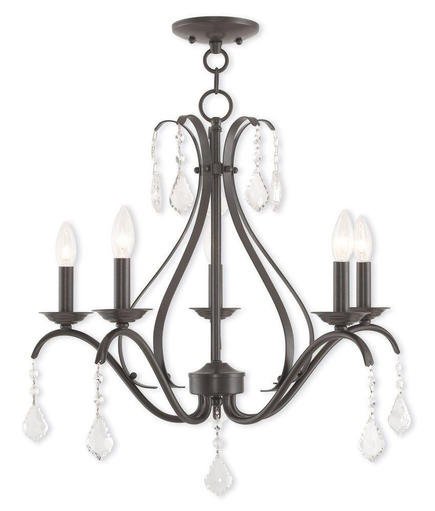 Bronze Five Light Metal Dimmable Chandelier With Shades HomeRoots