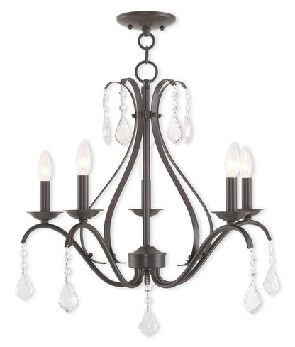 Bronze Five Light Metal Dimmable Chandelier With Shades HomeRoots