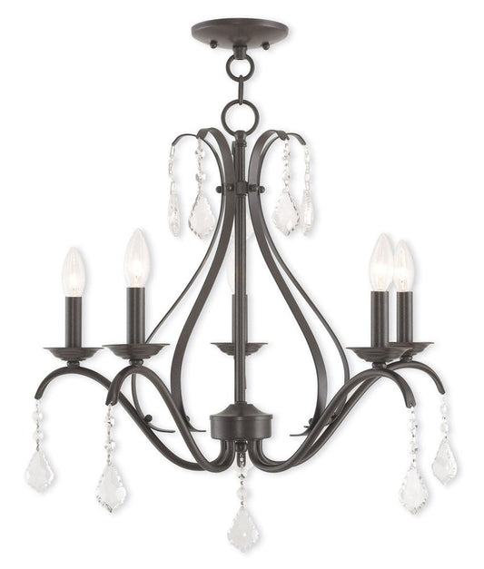 Bronze Five Light Metal Dimmable Chandelier With Shades HomeRoots
