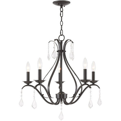 Bronze Five Light Metal Dimmable Chandelier With Shades HomeRoots