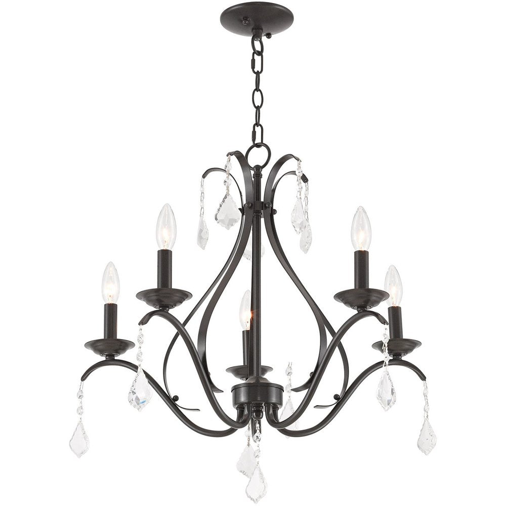 Bronze Five Light Metal Dimmable Chandelier With Shades HomeRoots