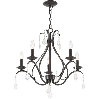 Bronze Five Light Metal Dimmable Chandelier With Shades HomeRoots