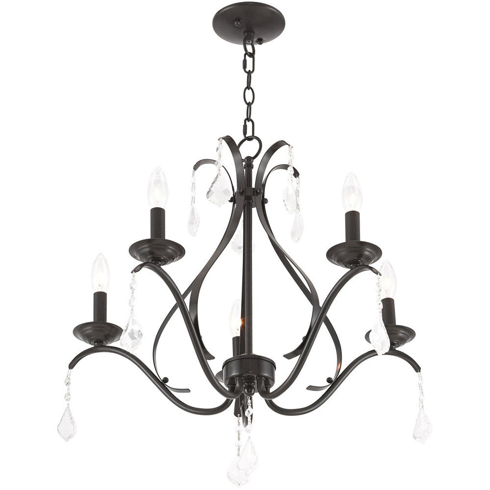 Bronze Five Light Metal Dimmable Chandelier With Shades HomeRoots