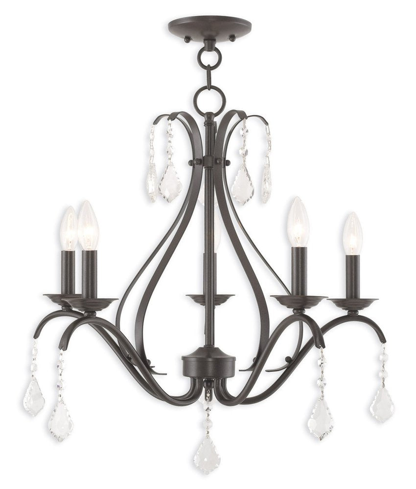Bronze Five Light Metal Dimmable Chandelier With Shades HomeRoots