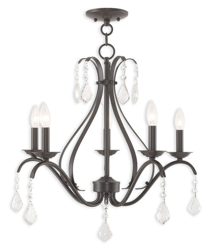 Bronze Five Light Metal Dimmable Chandelier With Shades HomeRoots