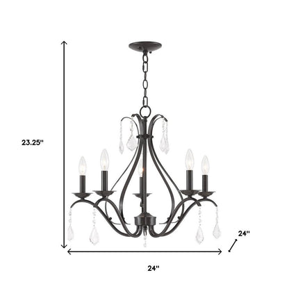 Bronze Five Light Metal Dimmable Chandelier With Shades HomeRoots