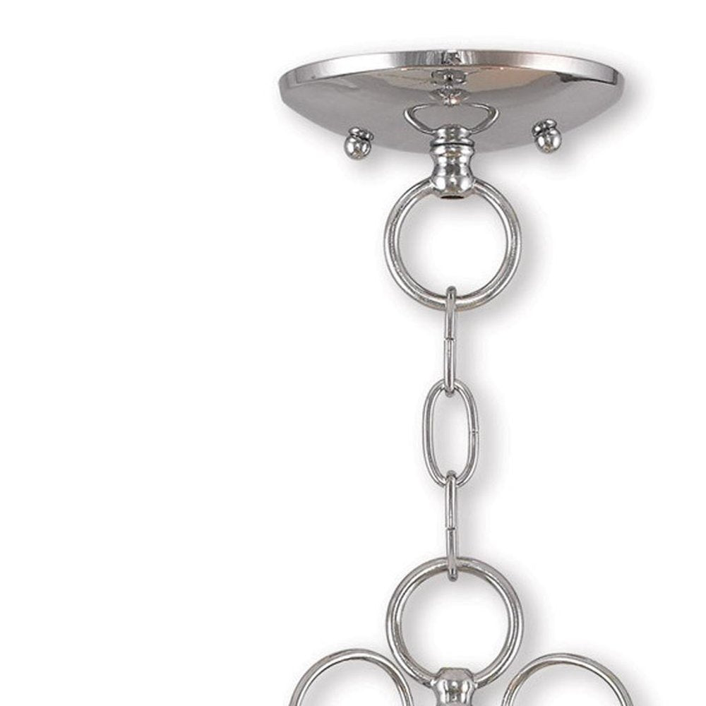Silver Three Light Metal Dimmable Chandelier With Shades HomeRoots