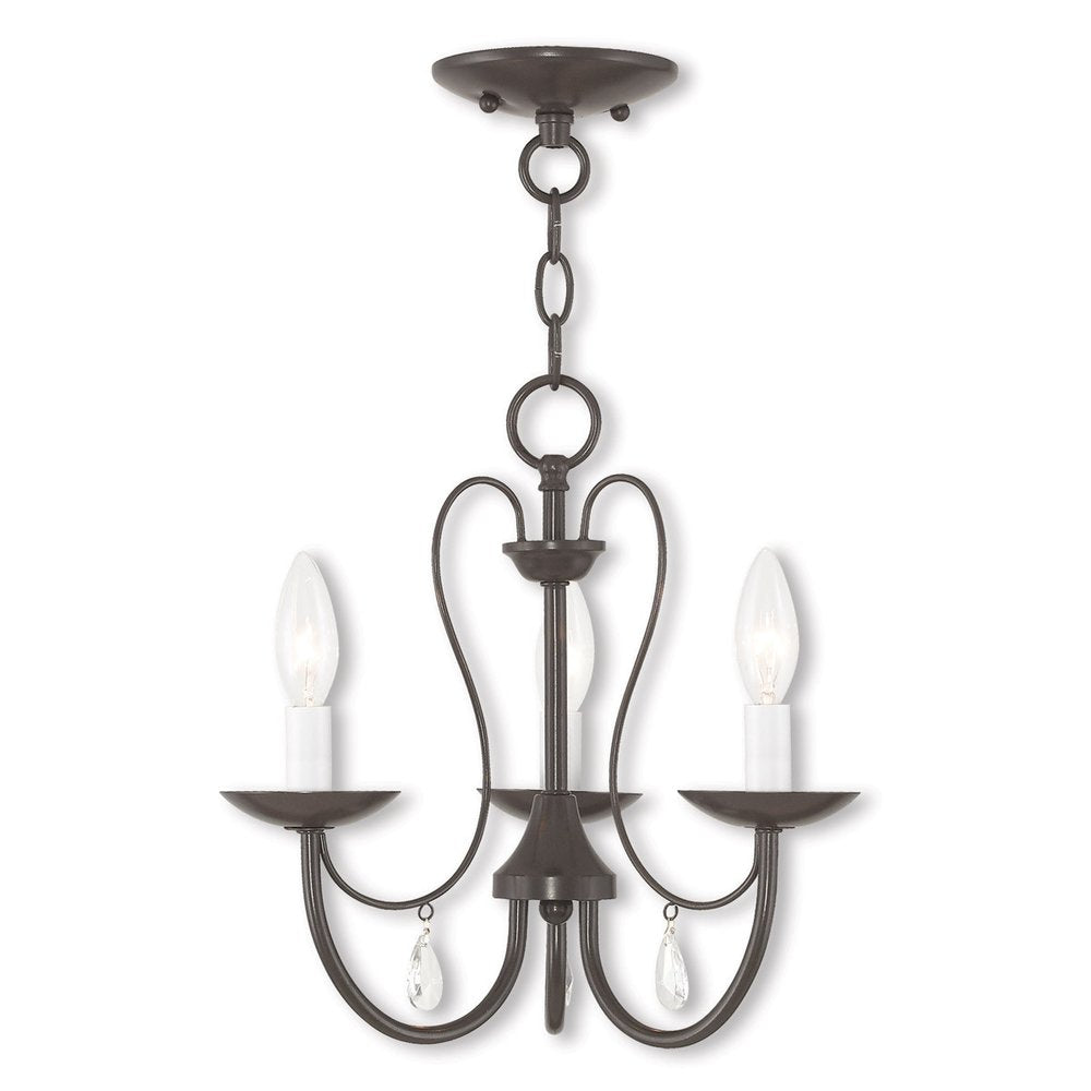 Bronze Three Light Metal Dimmable Chandelier With Shades HomeRoots