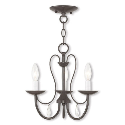 Bronze Three Light Metal Dimmable Chandelier With Shades HomeRoots