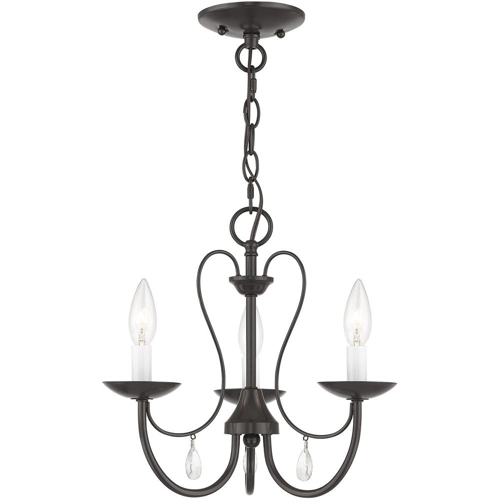 Bronze Three Light Metal Dimmable Chandelier With Shades HomeRoots