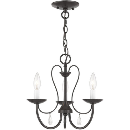 Bronze Three Light Metal Dimmable Chandelier With Shades HomeRoots