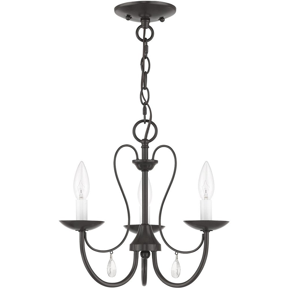 Bronze Three Light Metal Dimmable Chandelier With Shades HomeRoots