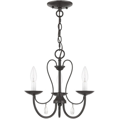 Bronze Three Light Metal Dimmable Chandelier With Shades HomeRoots