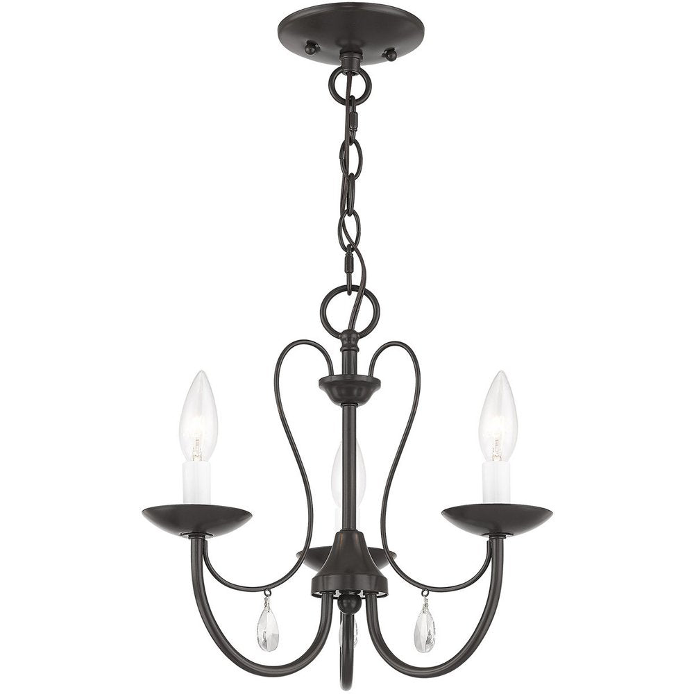 Bronze Three Light Metal Dimmable Chandelier With Shades HomeRoots