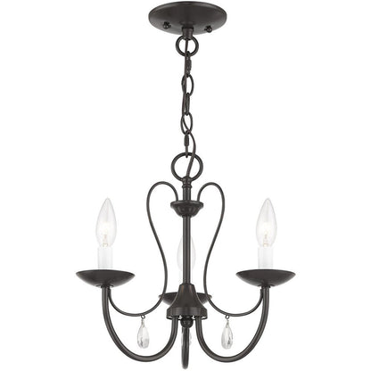 Bronze Three Light Metal Dimmable Chandelier With Shades HomeRoots