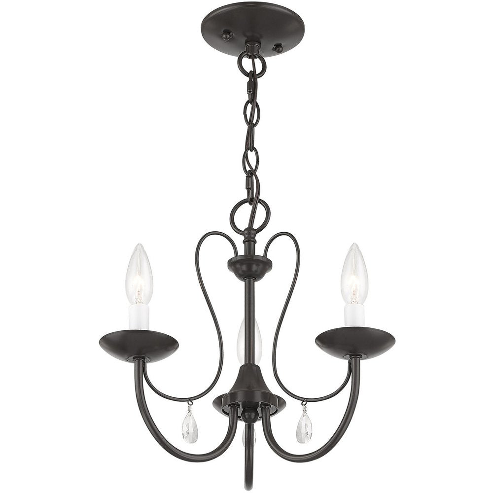 Bronze Three Light Metal Dimmable Chandelier With Shades HomeRoots