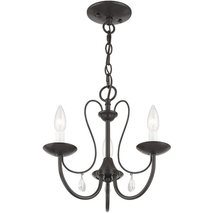 Bronze Three Light Metal Dimmable Chandelier With Shades HomeRoots