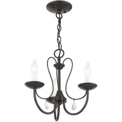Bronze Three Light Metal Dimmable Chandelier With Shades HomeRoots