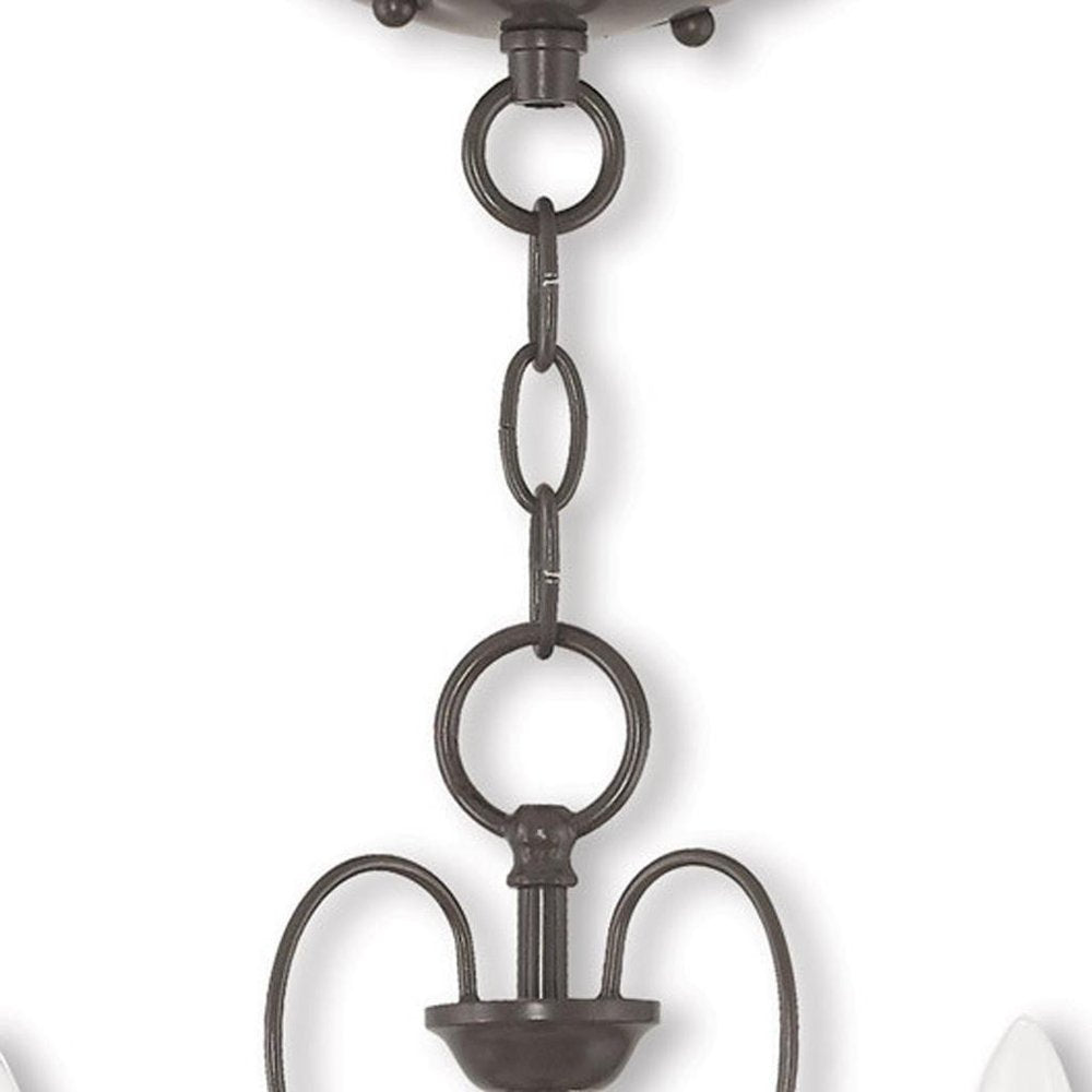 Bronze Three Light Metal Dimmable Chandelier With Shades HomeRoots