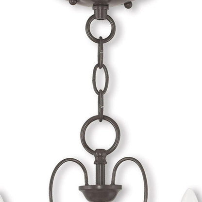 Bronze Three Light Metal Dimmable Chandelier With Shades HomeRoots