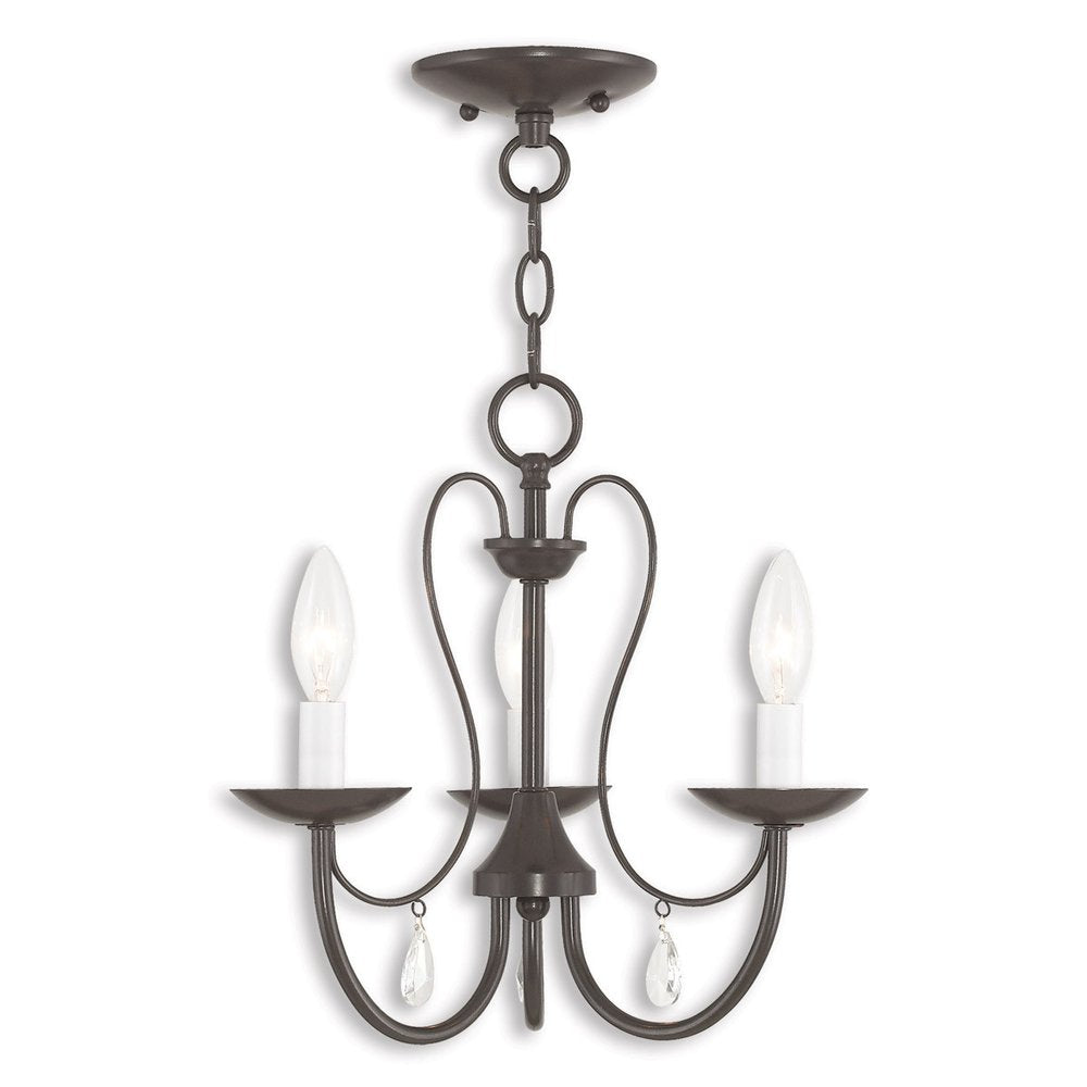 Bronze Three Light Metal Dimmable Chandelier With Shades HomeRoots