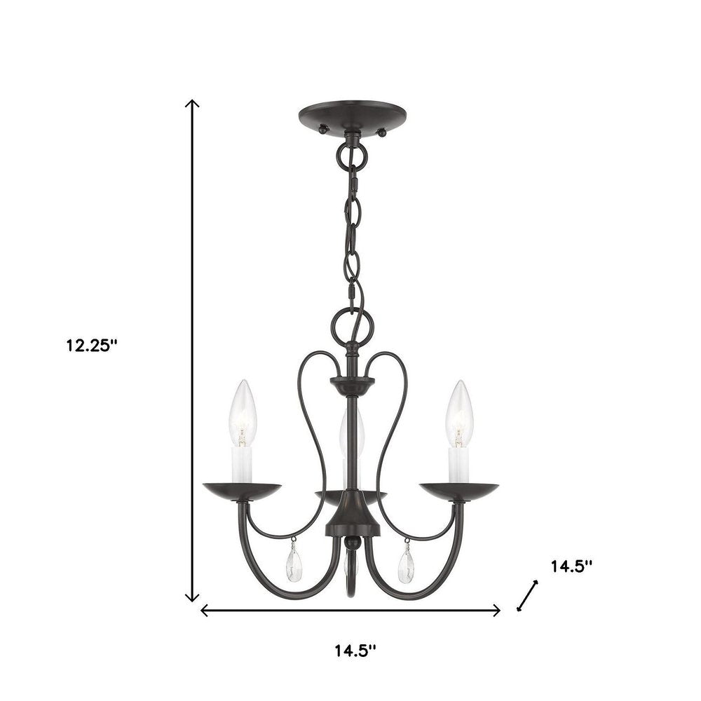 Bronze Three Light Metal Dimmable Chandelier With Shades HomeRoots