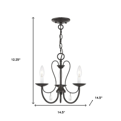 Bronze Three Light Metal Dimmable Chandelier With Shades HomeRoots