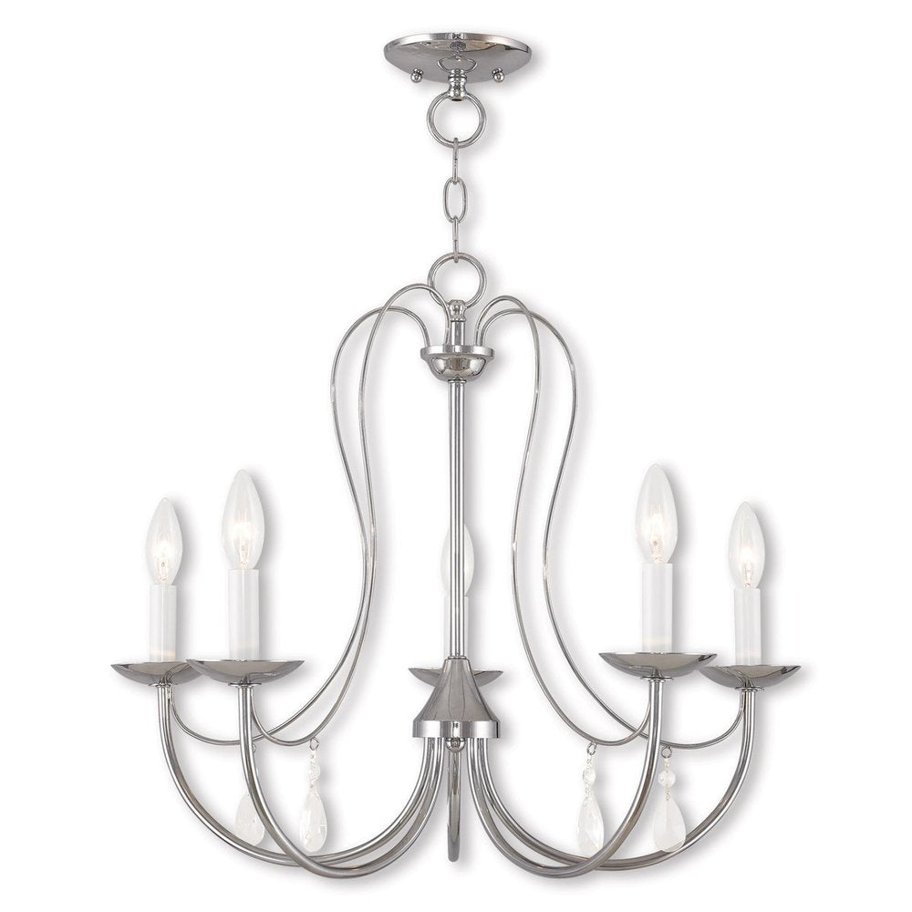 Silver Five Light Metal Dimmable Chandelier With Shades HomeRoots