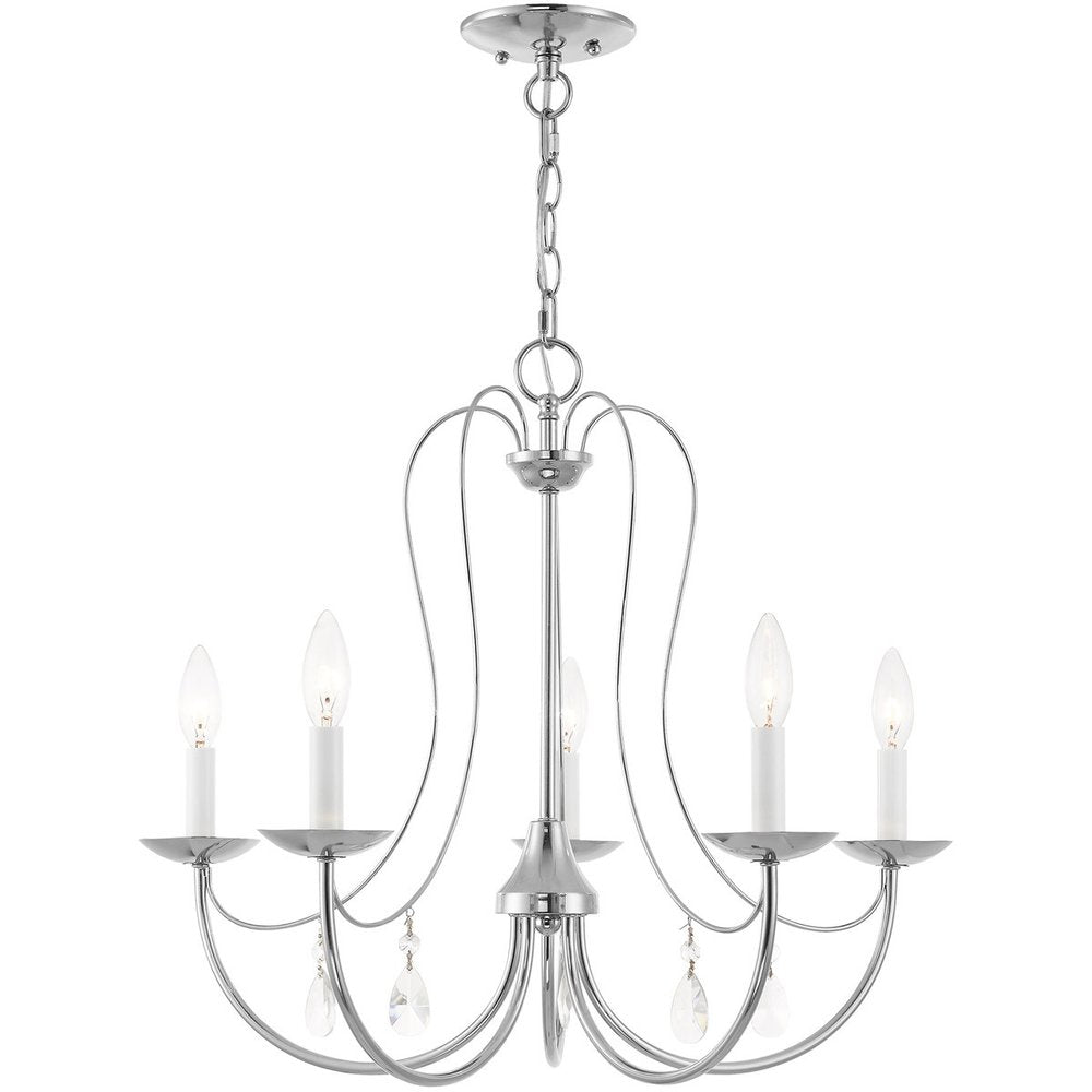 Silver Five Light Metal Dimmable Chandelier With Shades HomeRoots