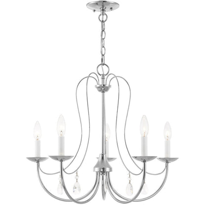 Silver Five Light Metal Dimmable Chandelier With Shades HomeRoots