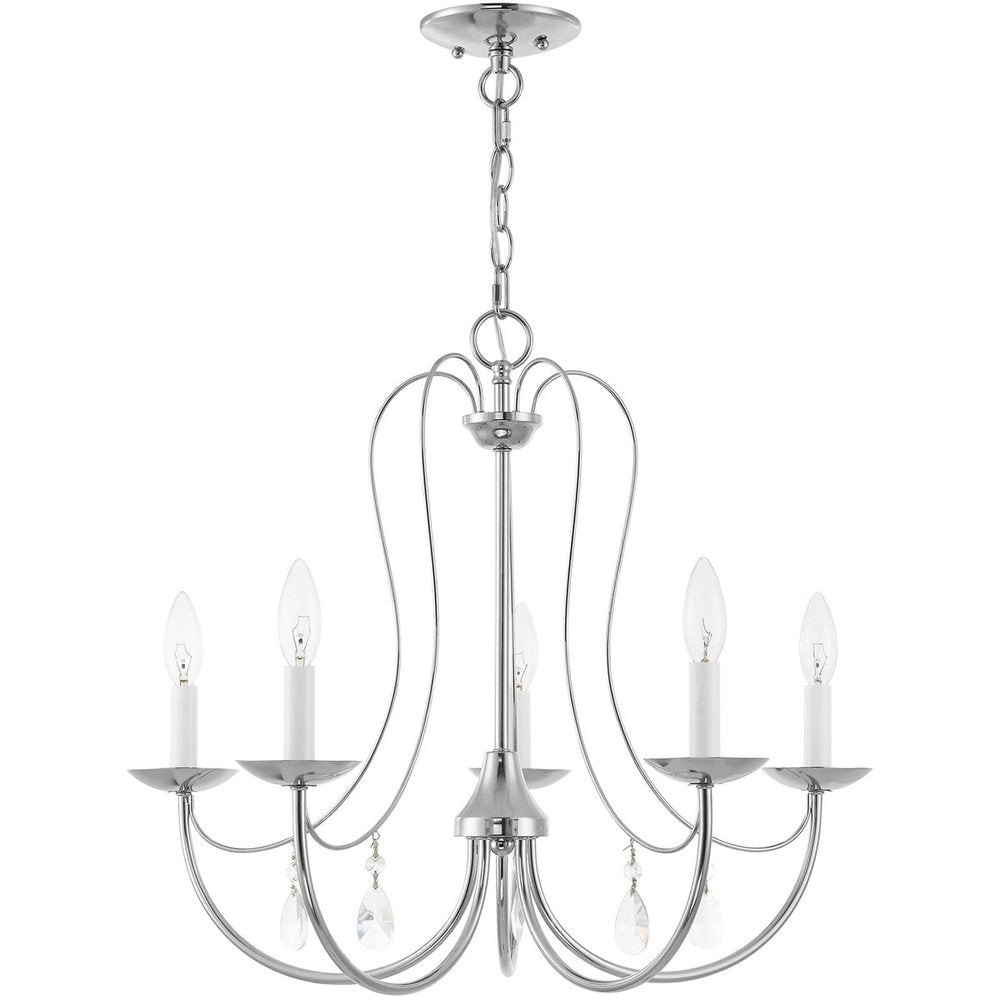 Silver Five Light Metal Dimmable Chandelier With Shades HomeRoots