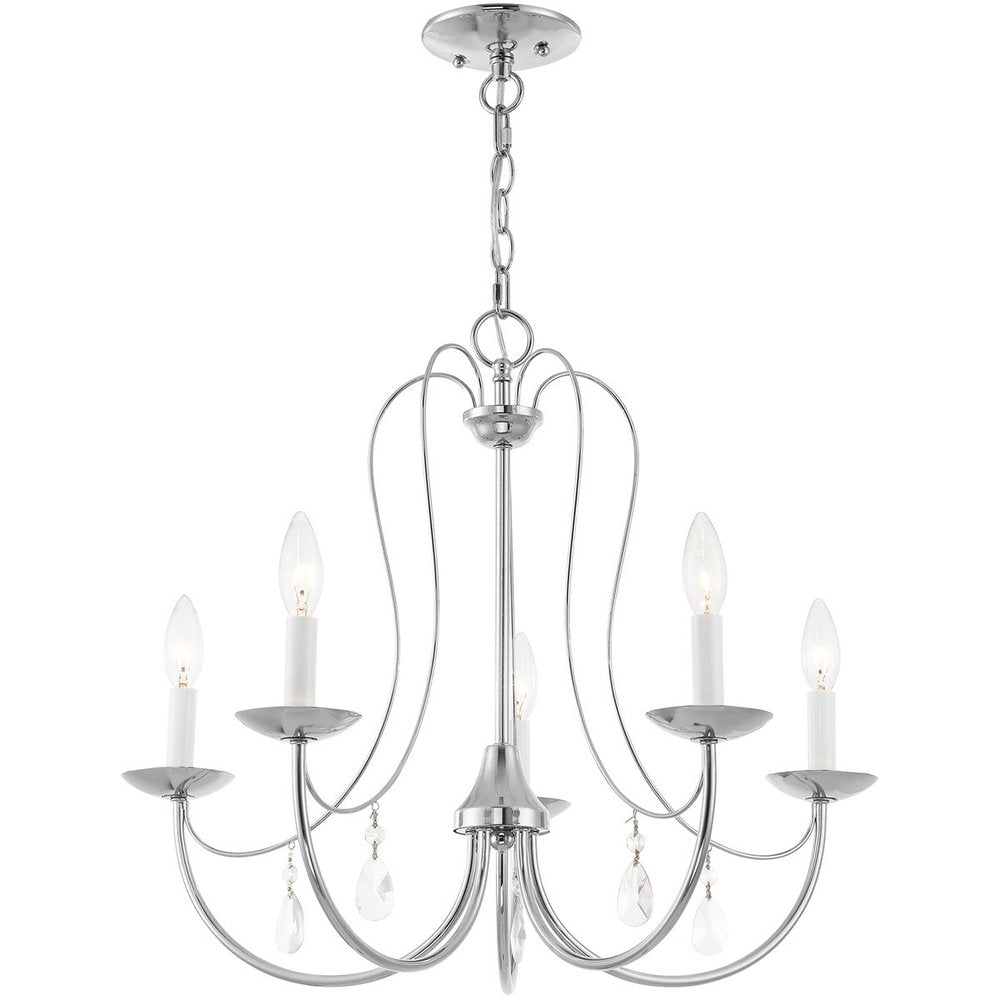 Silver Five Light Metal Dimmable Chandelier With Shades HomeRoots