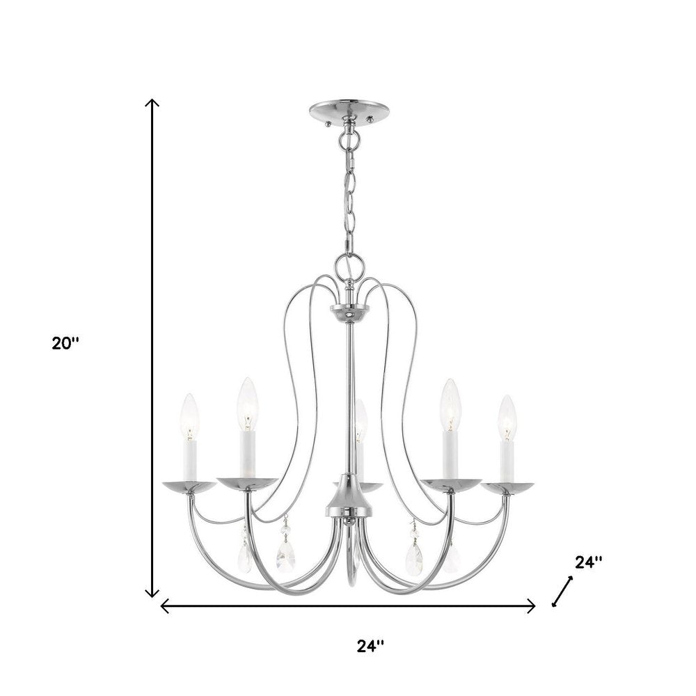 Silver Five Light Metal Dimmable Chandelier With Shades HomeRoots