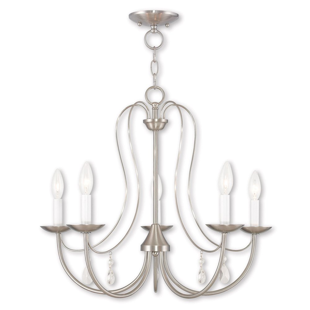 Nickel Five Light Metal Dimmable Chandelier With Shades HomeRoots