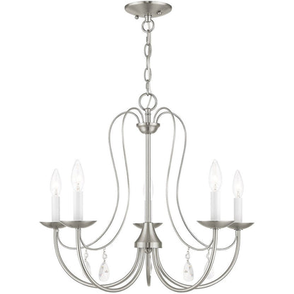 Nickel Five Light Metal Dimmable Chandelier With Shades HomeRoots
